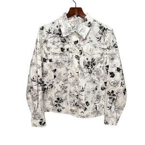 𝅺Northern Reflections Floral Denim Jacket Size Large